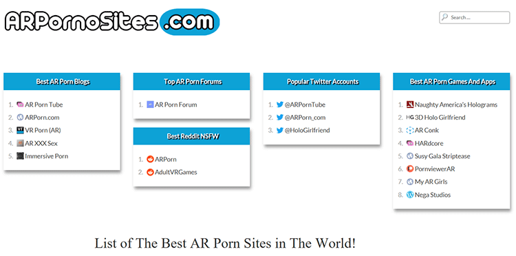 ARPornosites.com Now Listing 20 AR Porn Sites, Apps and Demos